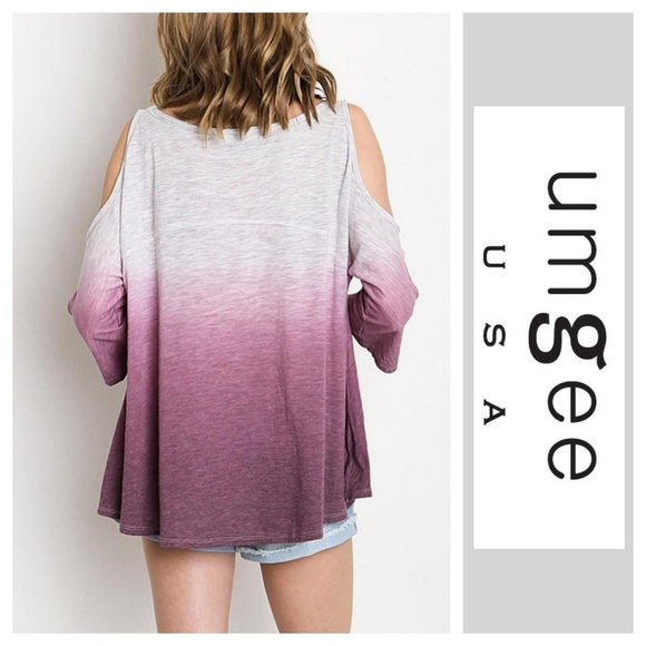 Umgee Cold Shoulder Gradient Top - Picture 3 of 3